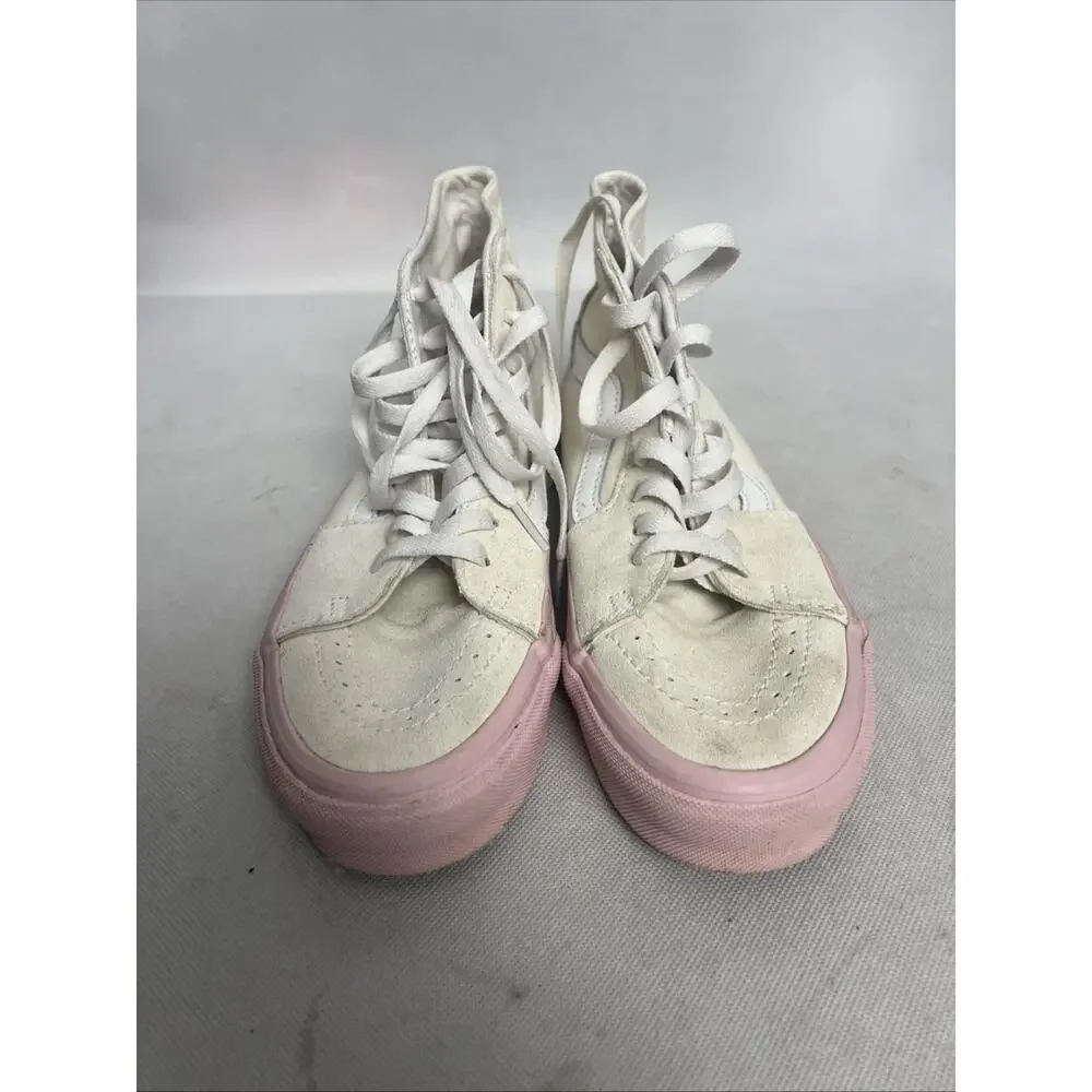 Vans Sk8-Hi Skate Cream/Pink Tapered Suede Sneaker Women 8.5 - Picture 7 of 10